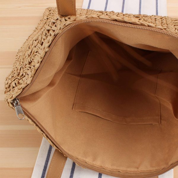 Handwoven Straw Beach Bag for Travel - Image 3