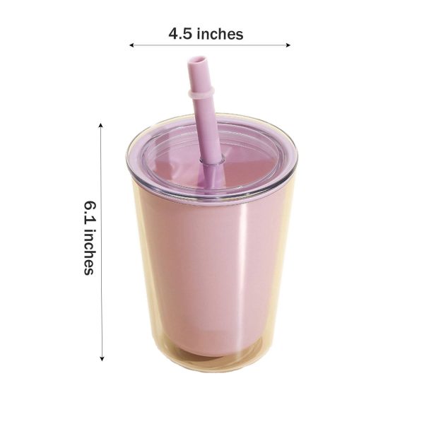 Double Layered Plastic Straw Water Cup - Image 4