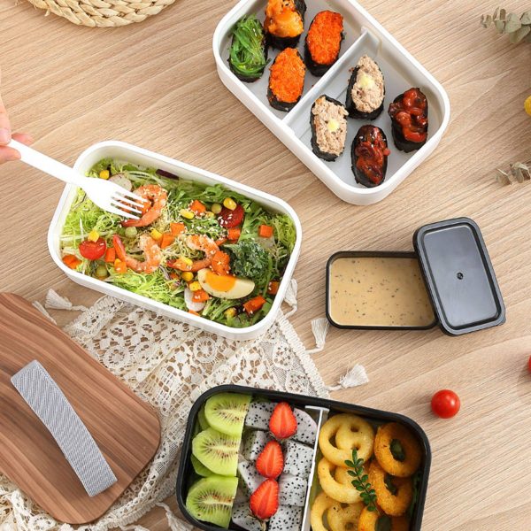 Wooden grain double layer plastic bento lunch box - Image 7