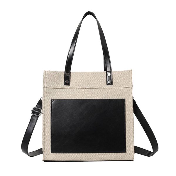 Canvas Tote Bag PU Leather Handles Adjustable strap - Image 5