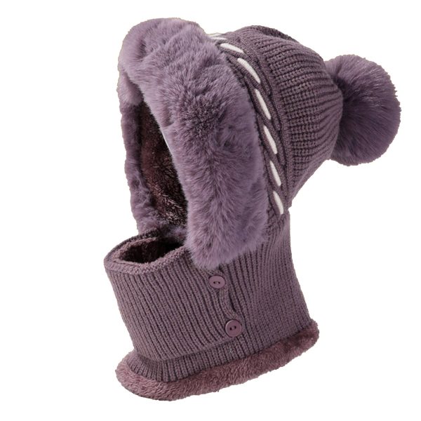 Winter Warm One Piece Fleece Scarf Mask Knitted Hat - Image 5
