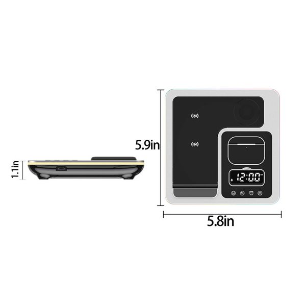 5-In-1 Electric Folding Wireless Charger W/ Alarm Clock - Image 3