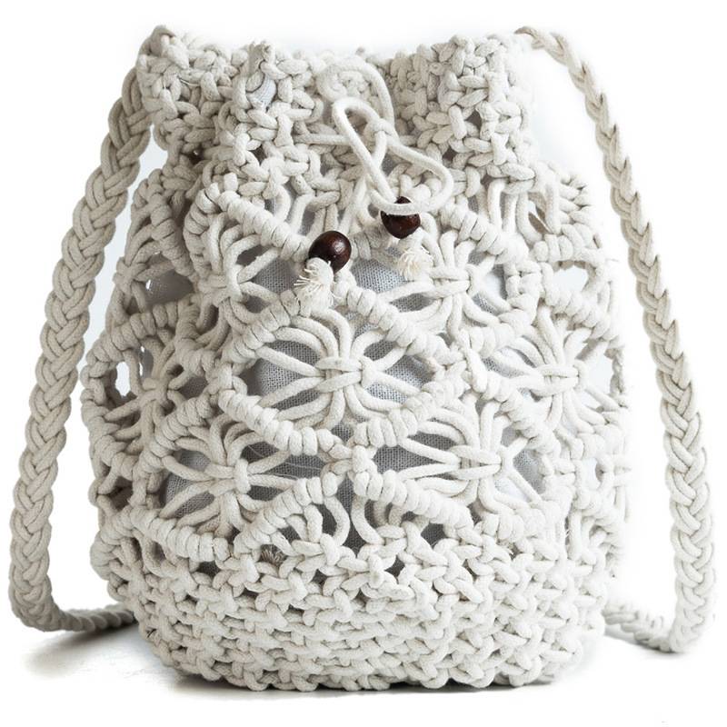 Jute Drawstring Crossbody Beach Woven Bag