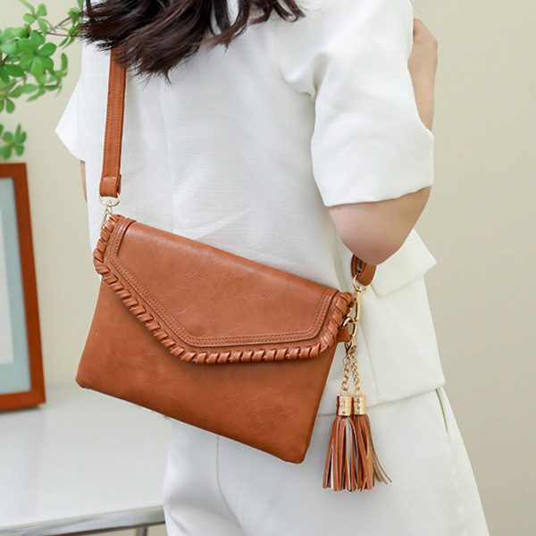 Women's PU Leather Envelope Purse Messanger Bag With Tassels - Image 6