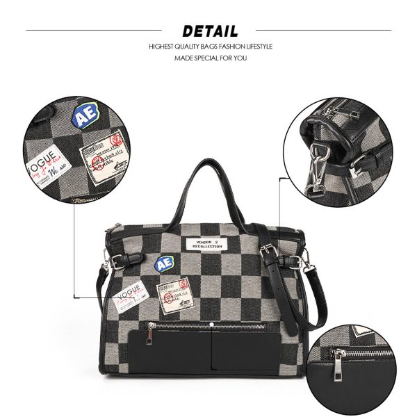 Canvas Street Trend Crossbody Bag for Women - Black/Blue - Image 3