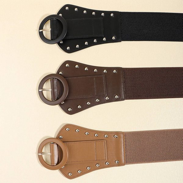 Adjustable Elastic PU Leather Women Belt w/ Alloy Buckle - Image 4