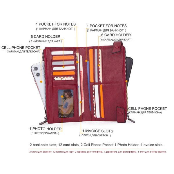 Genuine Leather RFID Handheld Waterproof Wallet Women - Image 5