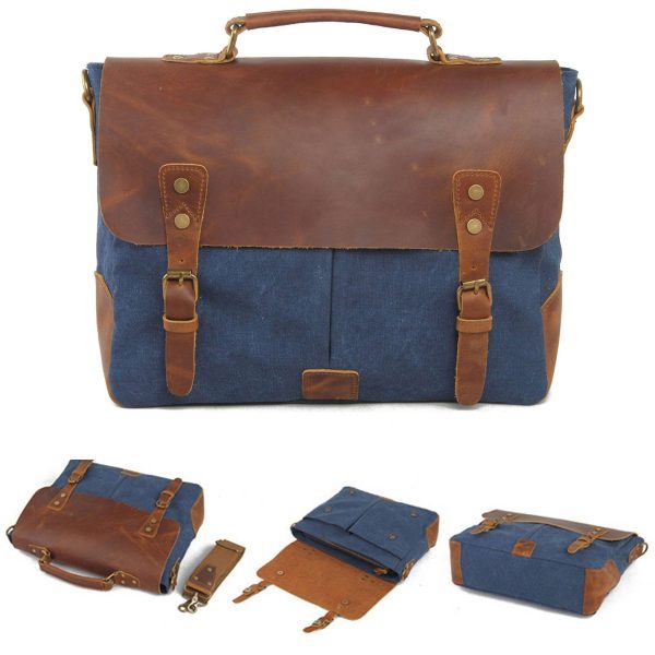 Canvas with leather Messenger bag - Image 8
