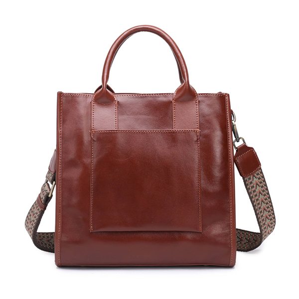Vegan Leather Simple Vintage Shoulder Retro Handbag - Image 4