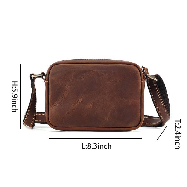 Genuine leather vintage cross-body messenger bag - Image 4