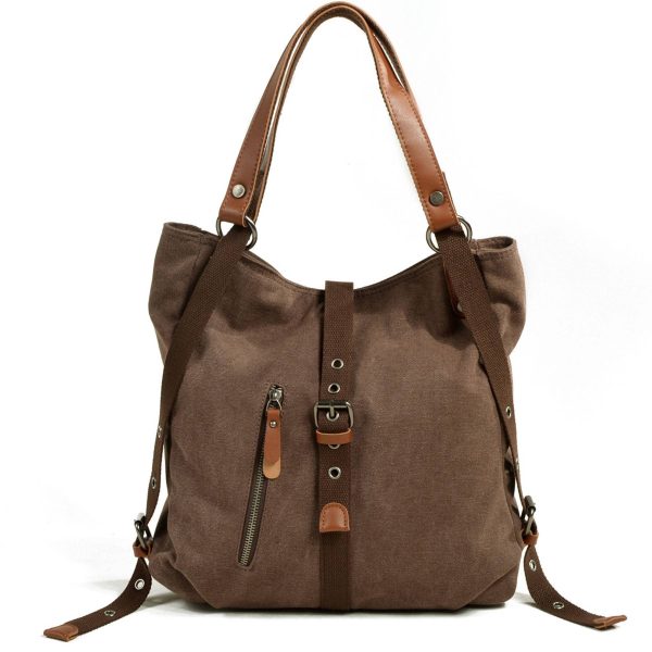 Canvas Multifunctional Shoulder Bucket Backpack - Image 2
