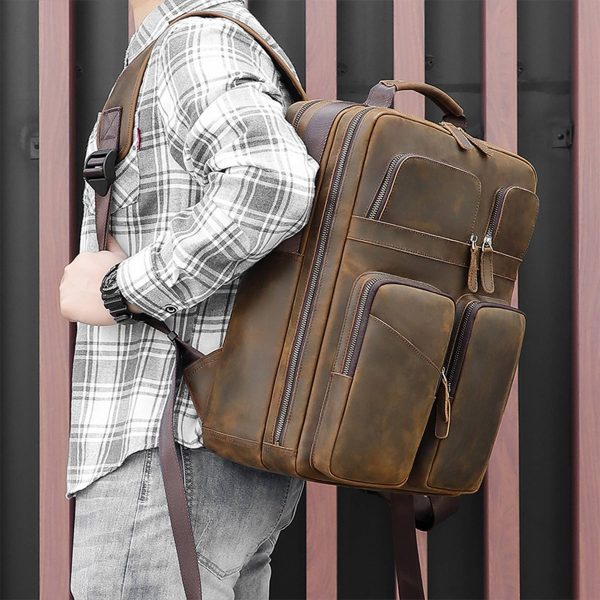 Large Genuine Leather Backpack for Men - Image 2