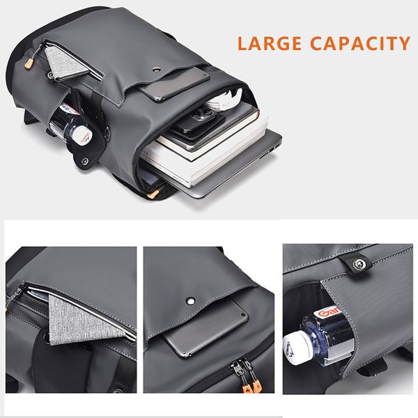 PU Leather Waterproof Business Backpack w/ USB Port - Image 8