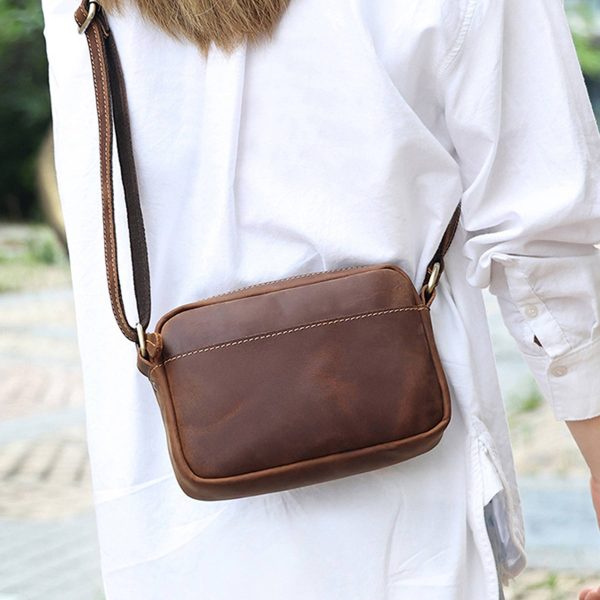 Genuine leather vintage cross-body messenger bag - Image 3
