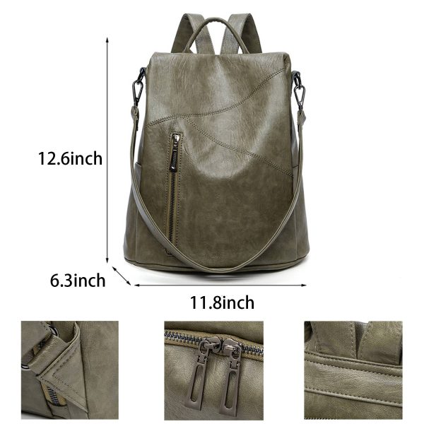 Polyurethane Women Purse Fashion Travel Shoulder Backpack - Image 6