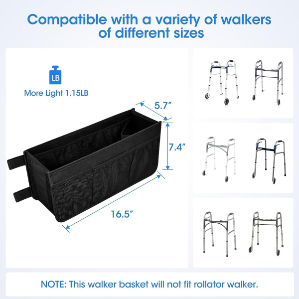 Foldable Oxford Walker Storage Bag w/ Mesh Pockets - Image 2