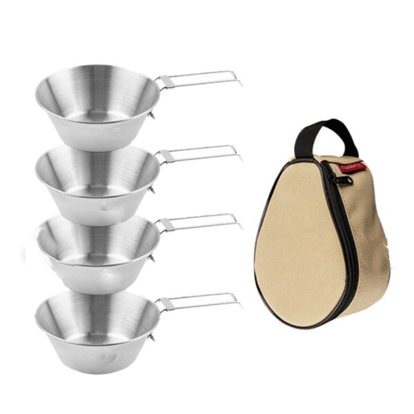 4Pcs Foldable Stainless Steel Camping Sierra Cup w/ Bag - Image 2