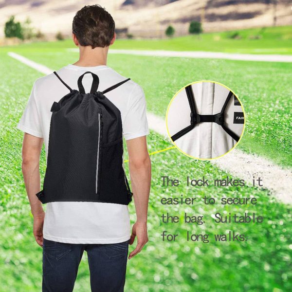 Polyester Sport Gym Sack Waterproof Drawstring Backpack Bag - Image 3