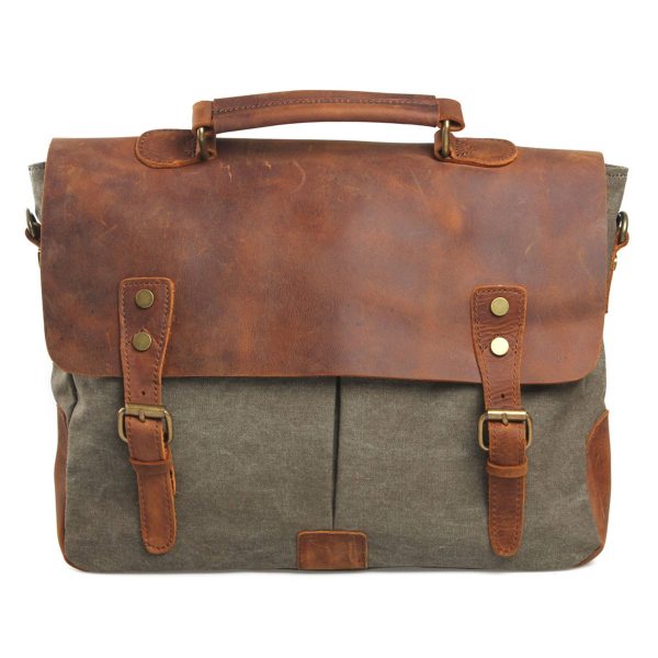 Canvas with leather Messenger bag - Image 3