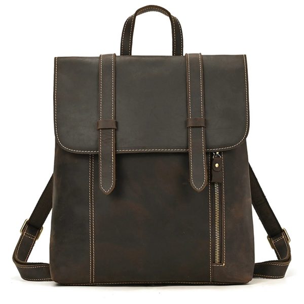 Women'S Retro Leather Backpack Outdoor Leisure Bag - Image 3
