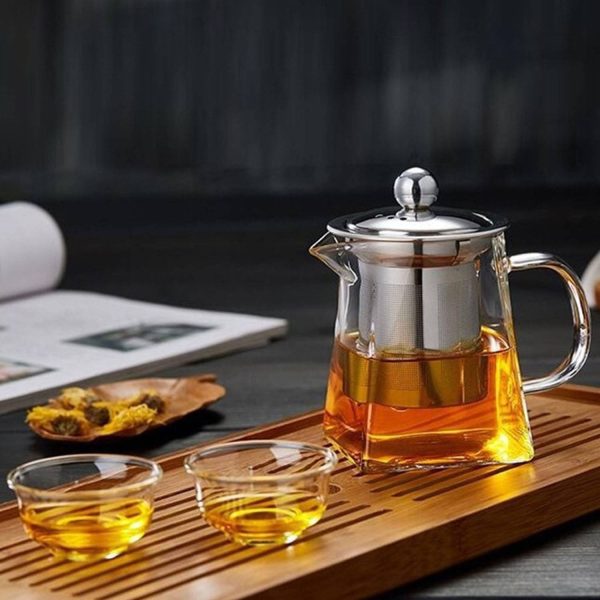 25 oz Clear High Borosilicate Glass Tea Pot - Image 3