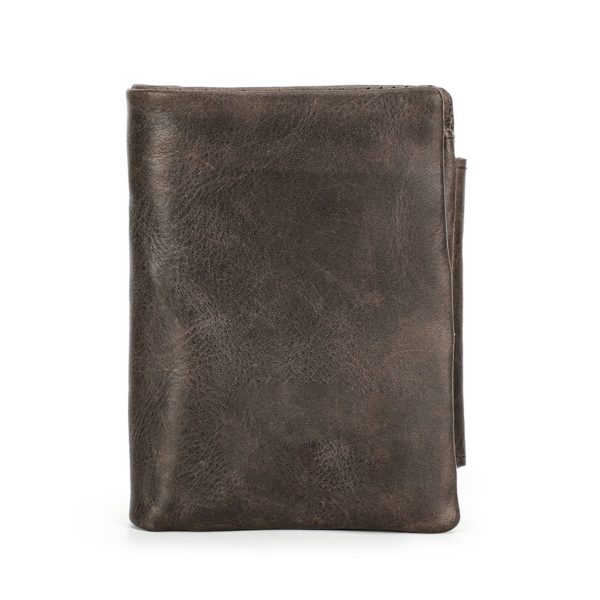 Genuine Leather Waterproof Large capacity three fold wallet - Image 2