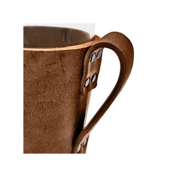 12oz Vintage PU Leather Cup Sleeve w/ Handle - Image 6