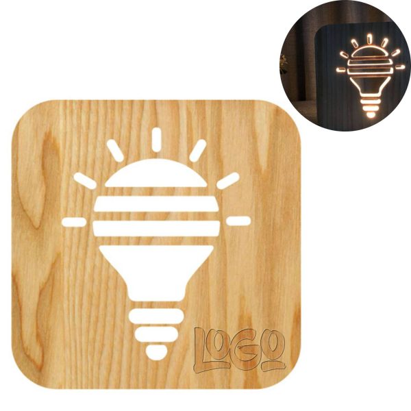 USB Wooden Decoration Bulb Shaped LED Night Light