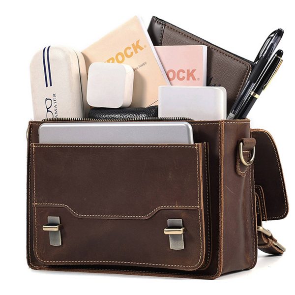 Vintage Leather Messenger Bag - Image 2