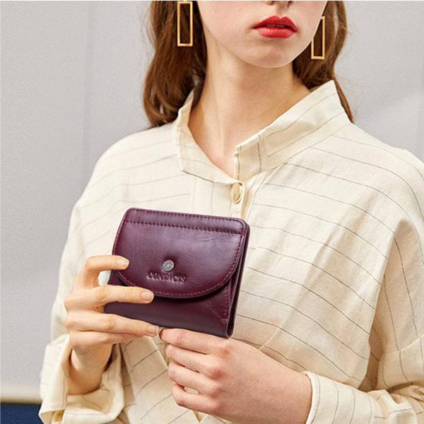 Leather Slim Bifold Purse Card Holder Wallets Women - Image 8