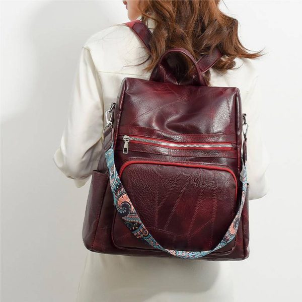 Polyurethane Women Waterproof Purse Travel Backpack - Image 6