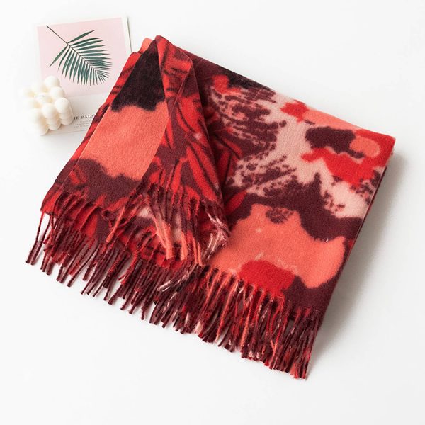 Women's Thickened Polyester Tie-Dye Scarf w/ Tassels - Image 3