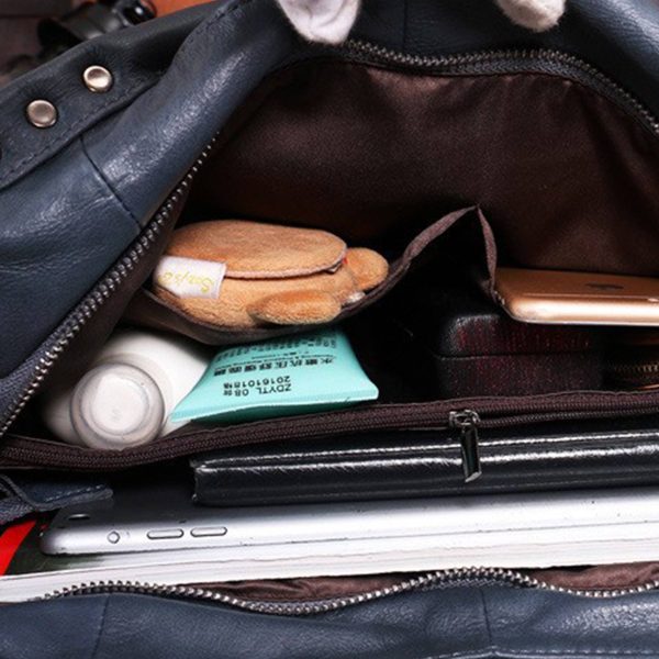 Genuine Leather Top Handle Purse Satchel Bag for Women - Image 3