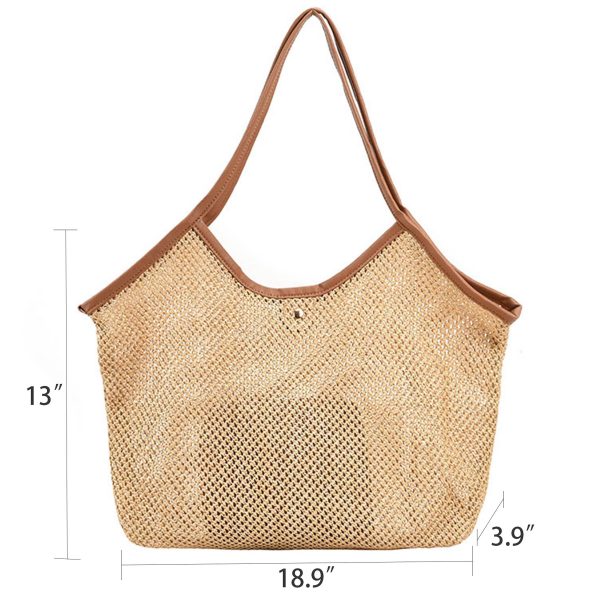 Jute Straw Woven Tote Bag, Handmade Weaving Shoulder Bag - Image 3