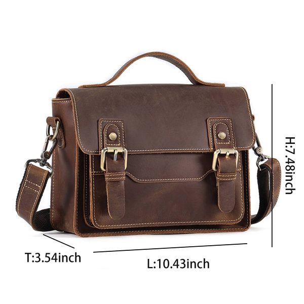 Vintage Leather Messenger Bag - Image 3