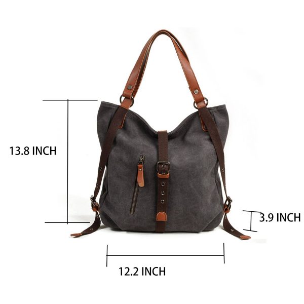 Canvas Multifunctional Shoulder Bucket Backpack - Image 6