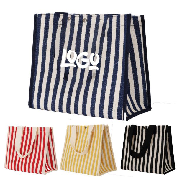 Large capacity Striped Canvas Tote Bag
