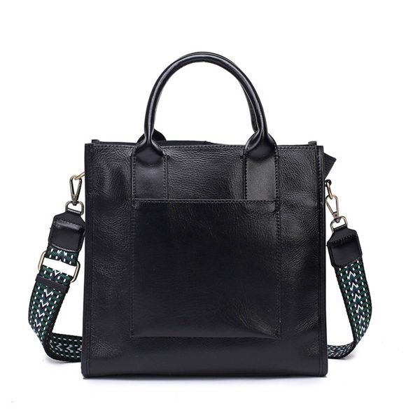 Vegan Leather Simple Vintage Shoulder Retro Handbag - Image 2