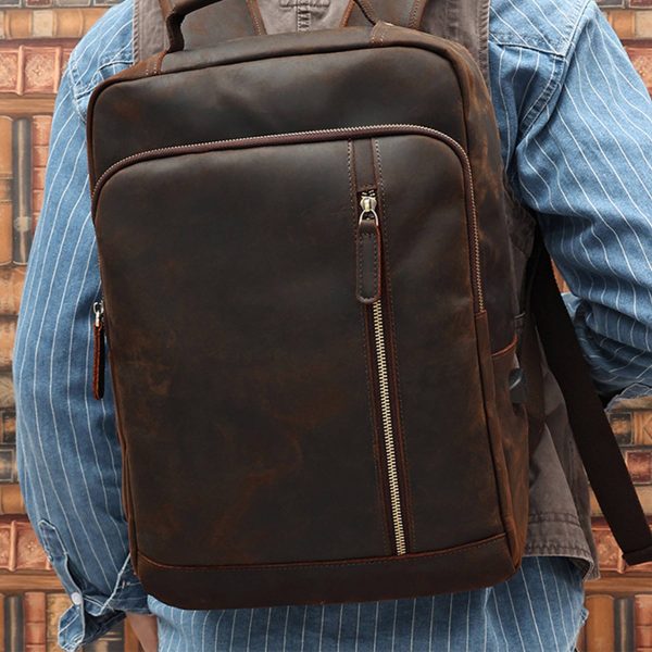 Men's Vintage Genuine Leather Laptop Backpack - Image 3