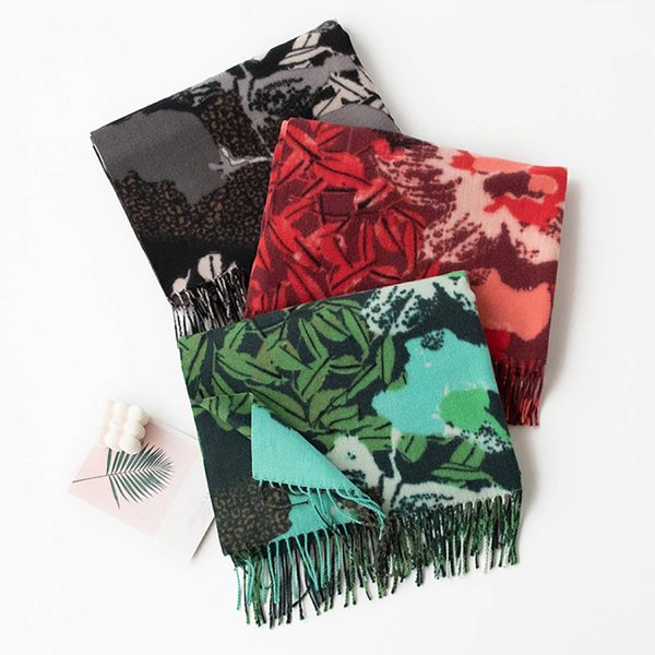 Women's Thickened Polyester Tie-Dye Scarf w/ Tassels - Image 2