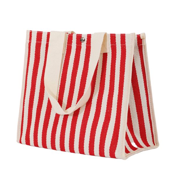 Large capacity Striped Canvas Tote Bag - Image 3