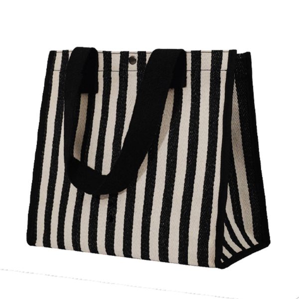 Large capacity Striped Canvas Tote Bag - Image 5