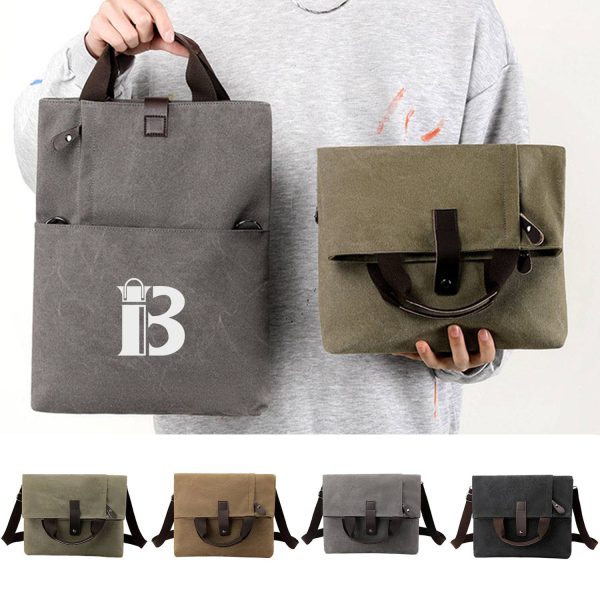 12" Foldable Canvas Shoulder Handbag for Daily Use