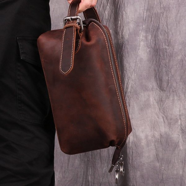 Genuine Leather Clutch for Men Organizer Wrist Bag