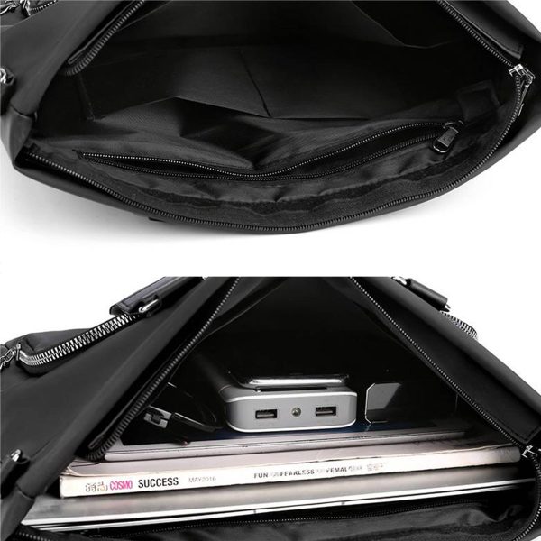 Polyurethane Business Waterproof Laptop Cross-body Bag - Image 5