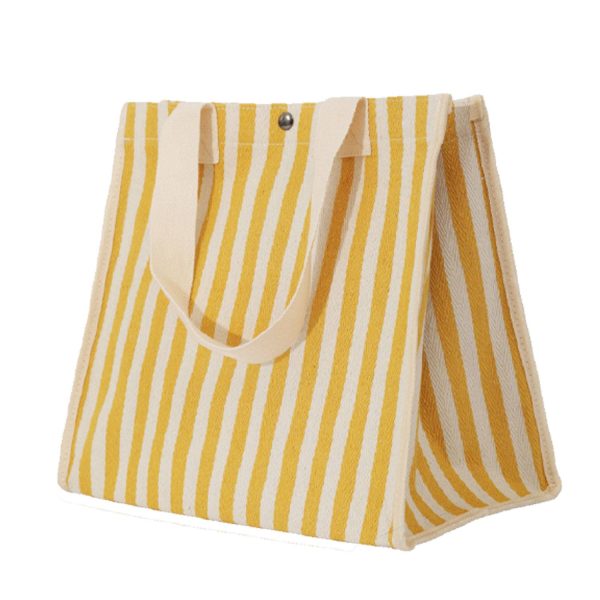 Large capacity Striped Canvas Tote Bag - Image 4