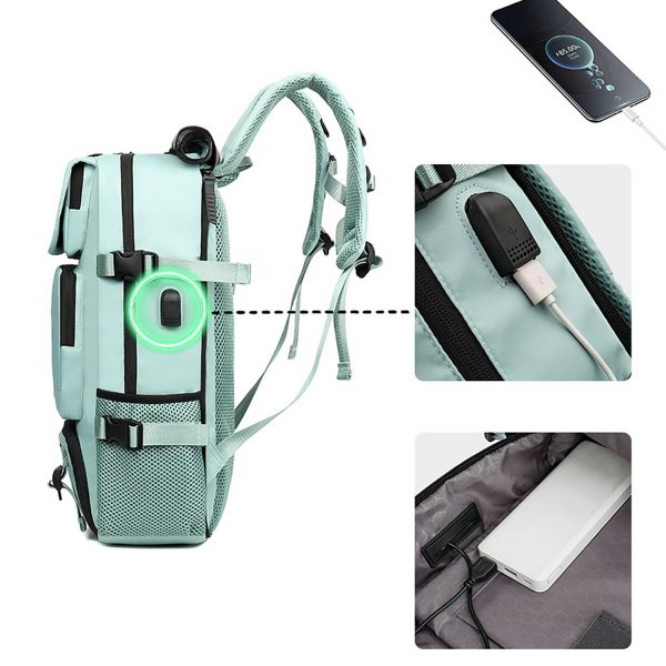 Waterproof Travel Nylon Backpack W/ External Usb - Image 6