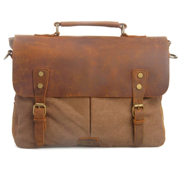Canvas with leather Messenger bag - Image 4