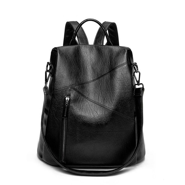 Polyurethane Women Purse Fashion Travel Shoulder Backpack - Image 2