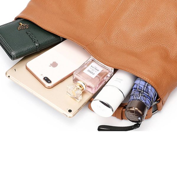 Women Soft Shoulder Tote Leather Handbags - Image 4